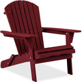 Folding Wooden Adirondack Chair, Accent Furniture w/ Natural Woodgrain- RED
