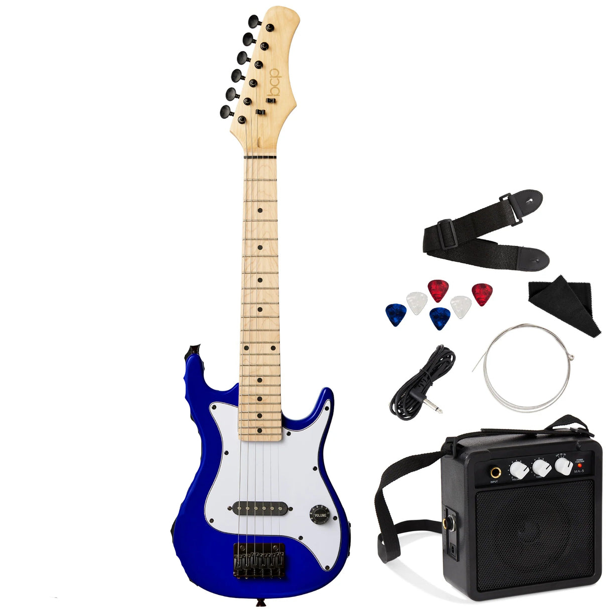 BCP Kids Electric Guitar Beginner Starter Kit w/ 5W Amplifier - 30 in, Metallic Blue