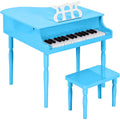 Kids Mini Wooden Grand Piano w/ Lid, Bench, Music Rack, Song Book, Stickers