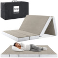 4in Portable Mattress Topper, Tri-Fold Mattress Pad - Taupe (Queen)