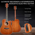 Beginner Acoustic Electric Cutaway Guitar Set w/ Gig Bag, Strap - 41in-Mahogany