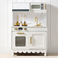 Pretend Play Cottage Kitchen Wooden Toy Set for Kids w/ 5 Accessories- White