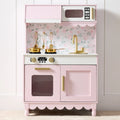 Pretend Play Cottage Kitchen Wooden Toy Set for Kids w/ 5 Accessories, Pink