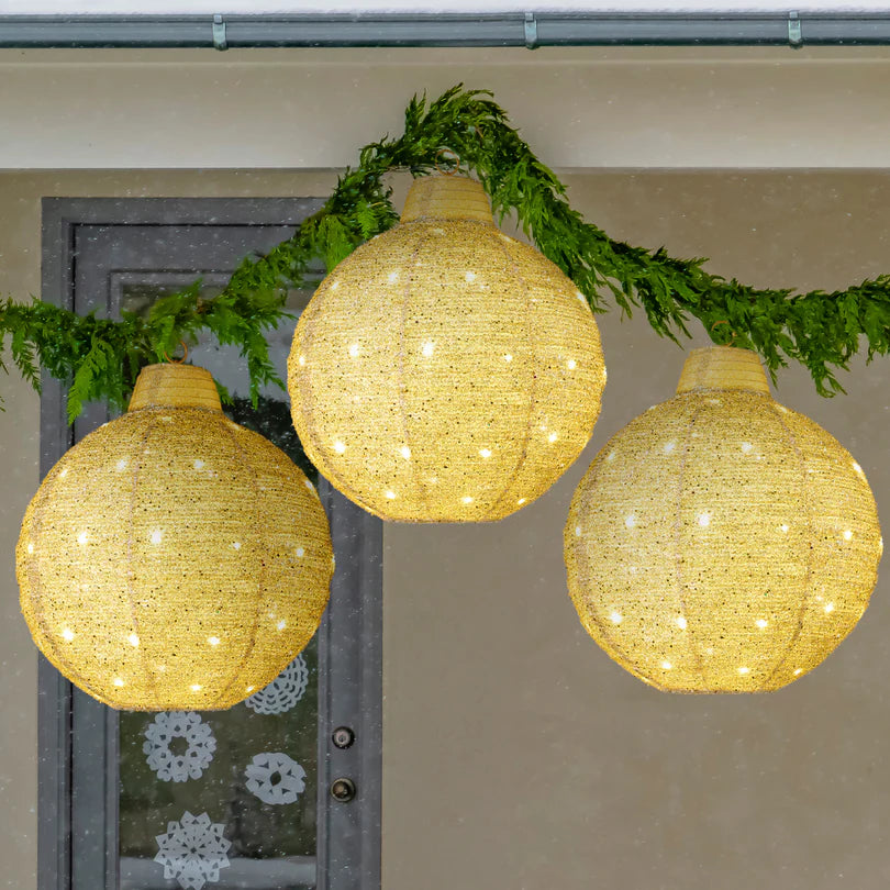 BCP 3-Piece Hanging Pop-Up Ornaments Outdoor Christmas Decor, LED Lights