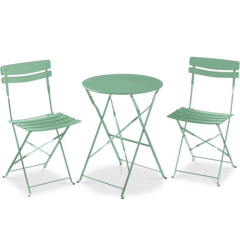 Best Choice Products 3-Piece Folding Patio Bistro Set w/ 2 Chairs - Sage Green
