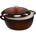 BCP Cast-Iron Dutch Oven Kitchen Cookware w/ Enamel, Handles - 7.5qt, Chocolate Ganache