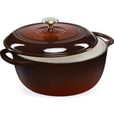 BCP Cast-Iron Dutch Oven Kitchen Cookware w/ Enamel, Handles - 7.5qt, Chocolate Ganache