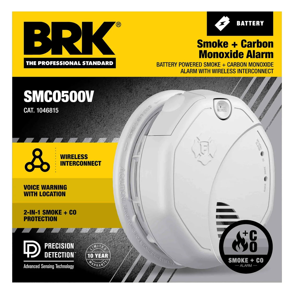BRK SMCO500V Wireless Smoke & CO Alarm with Voice Alerts, 1- Pack