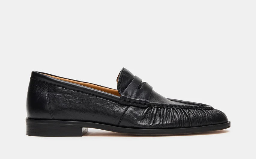 Steve Madden Men's Quincey Black Leather Loafers - Black - Size 10.5