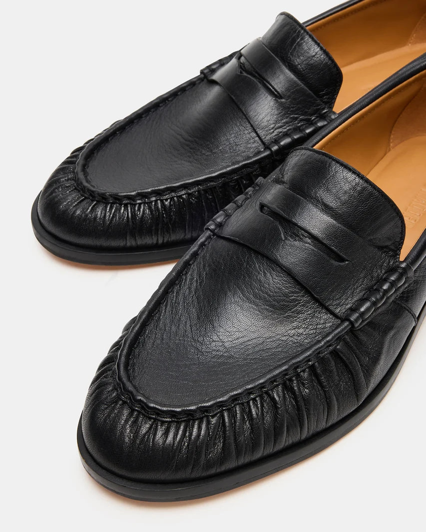 Steve Madden Men's Quincey Black Leather Loafers - Black - Size 10.5