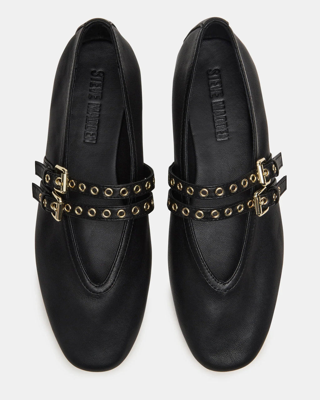 Steve Madden Lydia Mary Jane Flats for Women - Black Leather - Size 7M