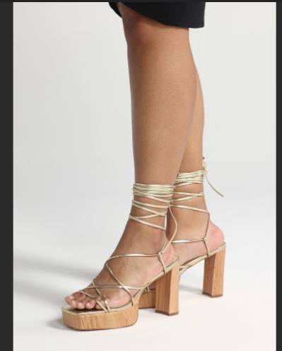 Gianna Wide Width Strappy Platform Heels - Nadia X FTF Size:11 Color:Gold (NEW)