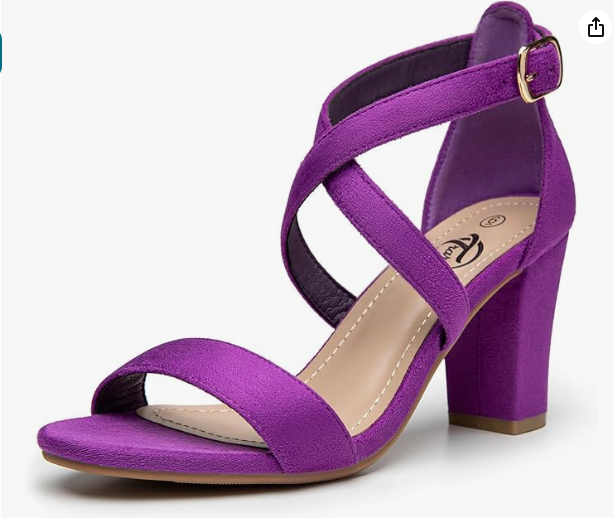 TRARY Womens Ankle Cross Strap Heel Sandals Size: 8 Color Purple (New)