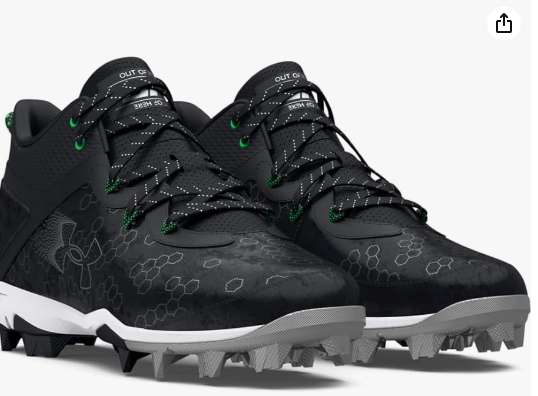 Under Armour Harper 8 Mid RM Baseball Cleats Size: 7.5, Black/Green (LU, RB)