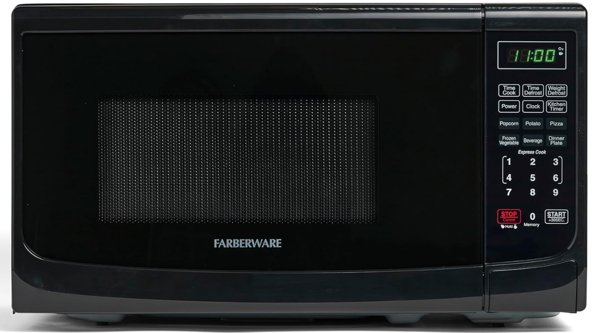 Faberware 0.7 cu ft Microwave Oven - Black (NEW, OPEN BOX) **DAMAGED BOX**