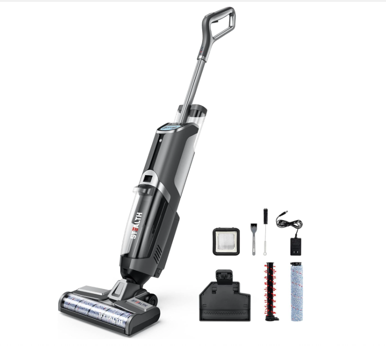 Stealth ECVP01 Cordless Wet Dry Vacuum Cleaner, Smart Vacuum Mop with Self-Cleaning Detachable Battery for Hard Floor Area Rugs Carpet, LCD Display, 30min Runtime, Voice Prompt (NEW, OPEN BOX)