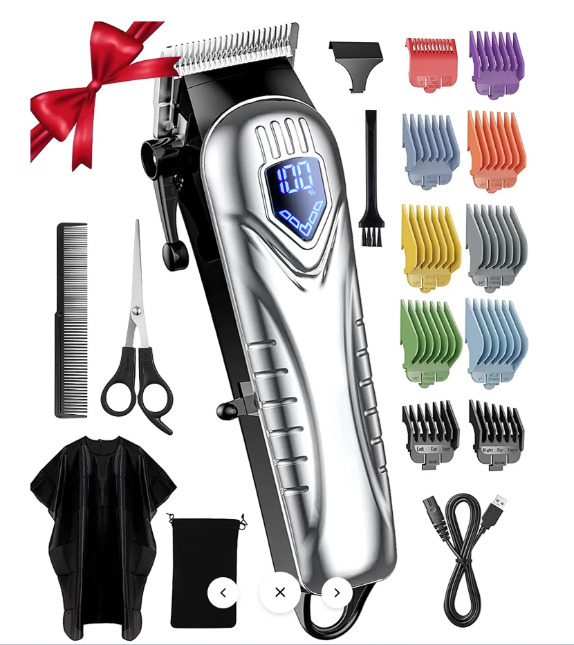 Mpow Cordless Hair Clippers for Men w/Battery Display, 5H Professional Hair Cutting Kit with 10 Combs, Rechargeable Barber Clippers Beard/Hair Trimmer with Scissors, Cape for Men Women Kids (NEW, OPEN BOX)