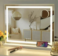 Hollywood Mirror Lighted Makeup Mirror With LED-Lightband, Dimmer Function, 3 Adjustable Lightmodes, USB Phone Charging Port, Big Table Mirror (NEW)