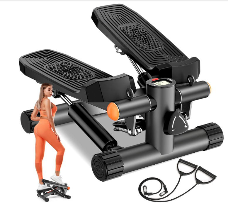 Stair Steppers for Excercise at Home, Mini Stepper with Resistance Bands Hydraulic Fitness Stepper Machine with 330LBS Weight Capacity, Stair Stepper for Home Full Body Workout (New, Open Box)