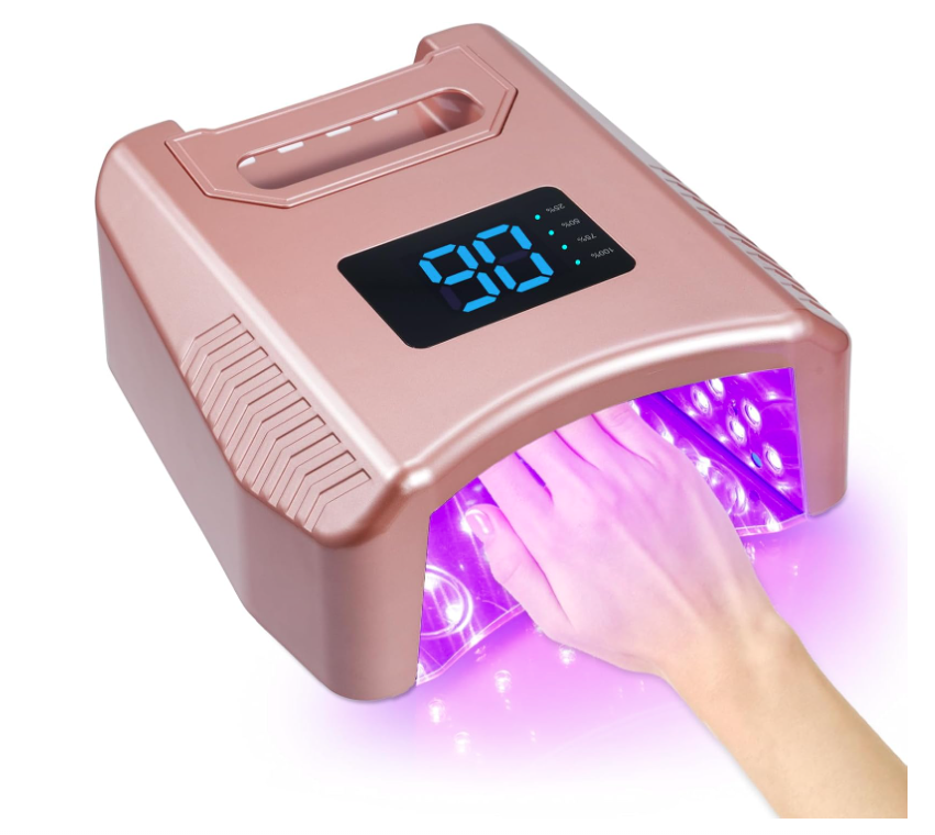 Cordless UV LED Nail Lamp 80W 52LEDs Gel Nail Polish Dryer Quick Drying Fingernail Toenail Curing Lamp 4 Timer Settings with Auto Sensor Digital Display Screen Nail Art Salon Tool (New, Open Box)