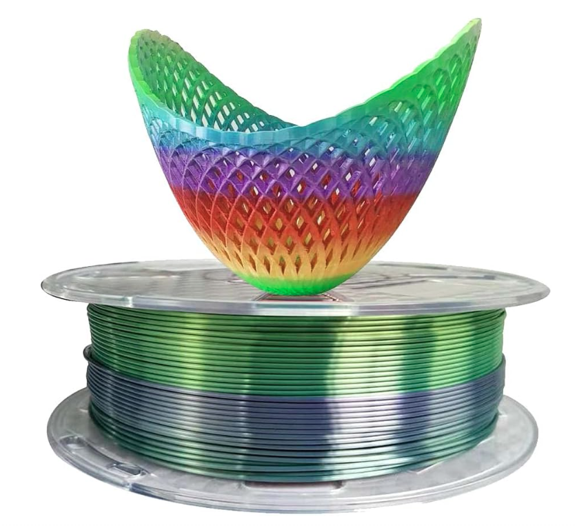 Silk Rainbow PLA Filament 1.75 mm 3D Printer Filament 1KG 2.2LBS Shiny Silky Shine PLA 3D Printing Materials Multicolor Rainbow PLA Filament 1.75mm Metallic Gradient 3D Printing Filament HZST3D (New, Open Box)