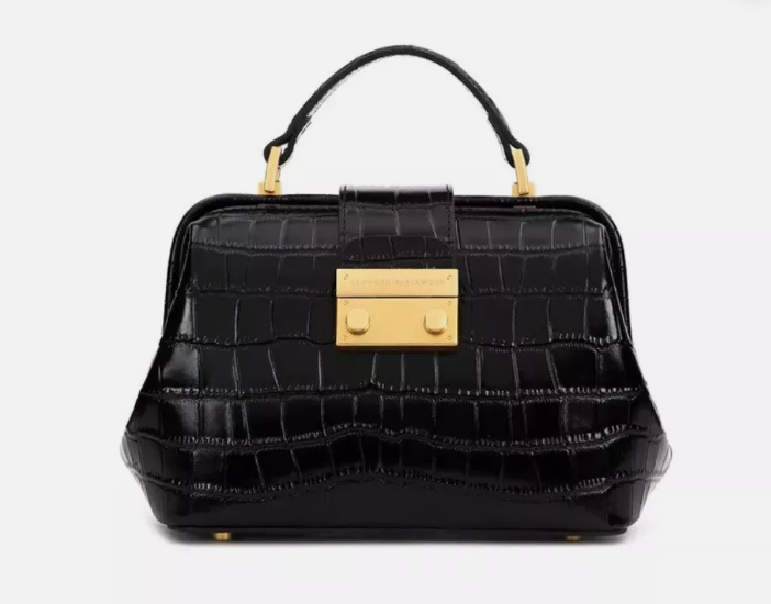 Elizabeth Doctor Bag (Black Croc)(New)