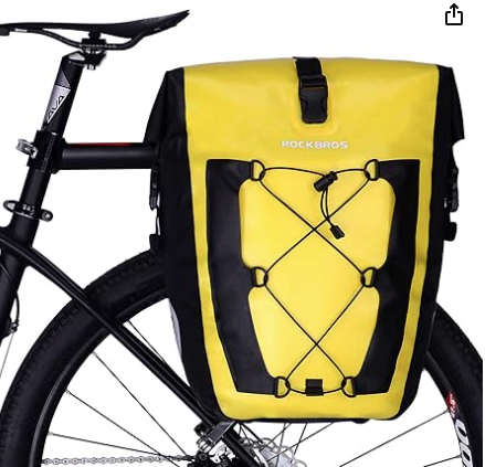 ROCKBROS Bike Pannier Waterproof 27L Large Capacity Bike Bag Rear Rack Bicycle Pannier Bag Waterproof for Grocery Touring Cycling Yellow (New)