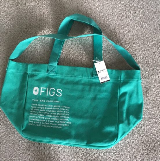 FIGS Canvas Tote Bag, Surgical Green(New)