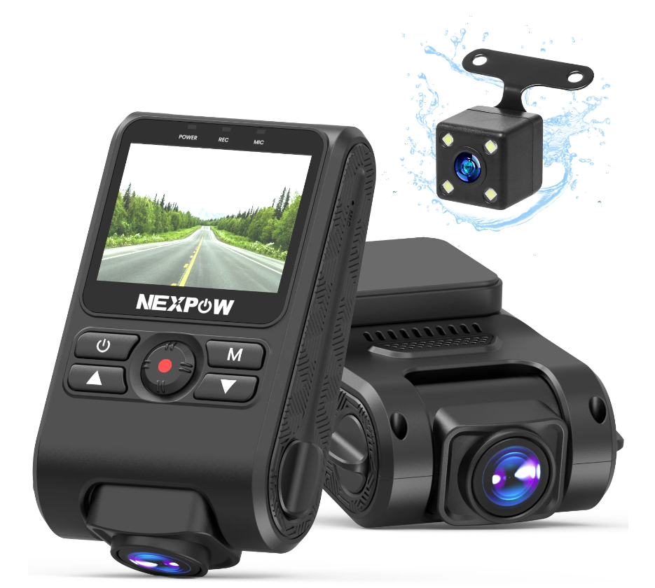 NEXPOW Dash Cam Front and Rear, 1080P Full HD Dash Camera, Car Camera with G-Sensor, Night Vision, 170°+150°Wide Angle, WDR, Loop Recording, Motion Detection, Parking Mode (NEW, OPEN BOX)