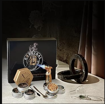 Cocktail Smoker Kit with Torch & 6 Wood Chip Flavors no Butane - Whiskey Smoker Set, Bourbon Smoker, Old Fashioned Premium Gifting Packaging (New, Open Box)