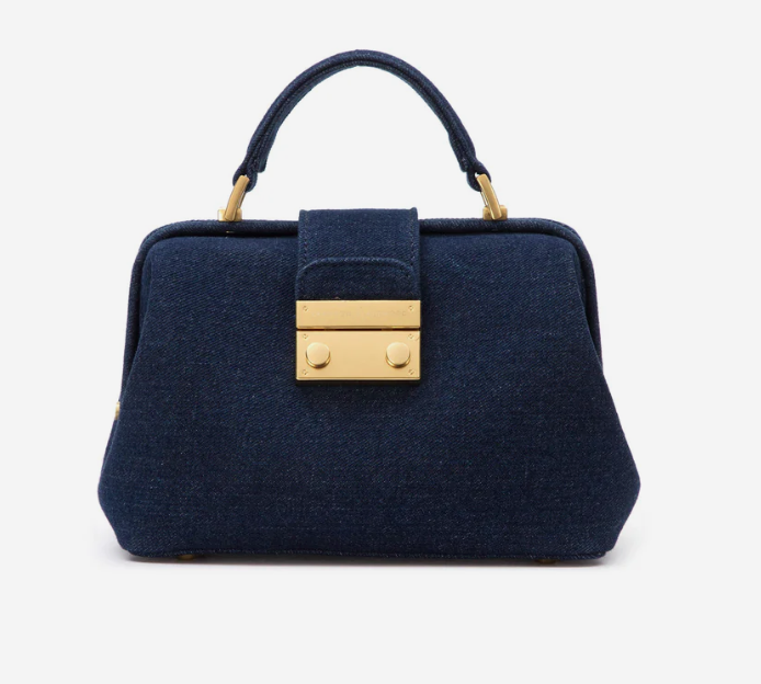 Brandon Blackwood Elizabeth Doctor Bag, Dark Blue Denim (New)