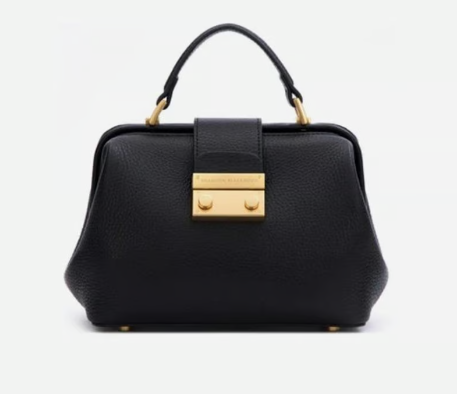 Brandon Blackwood Elizabeth Doctor Bag, Black with Gold Clasp (New)