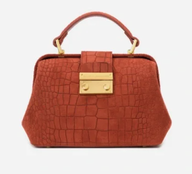 Brandon Blackwood Elizabeth Doctor Bag, Rust Crocodile (New)