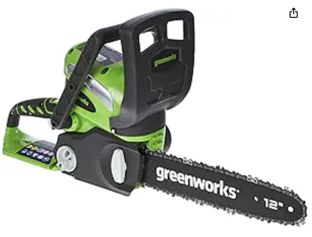 Greenworks 40V 12" Cordless Compact Chainsaw (Great For Storm Clean-Up, Pruning, and Camping), Tool Only model cs40800 (New, open)