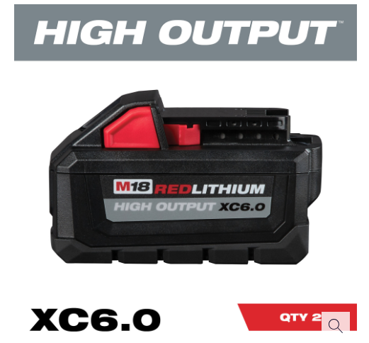 M18 18-Volt Lithium-Ion High Output 6.0Ah Battery Pack (2-Pack) compatible with all m18 tools (New, open)