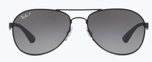 Ray-Ban RB3549 Aviator Sunglasses, Black/Polarized Light Grey Gradient Dark Grey, 61 mm NEW