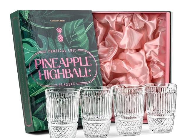 glassique cadeau pineapple highball glasses (new)