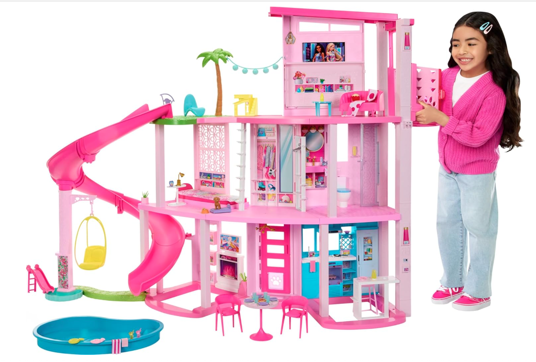 Barbie DreamHouse, Doll House Playset with 75+ Pieces Including Toy Furniture & 3-Story Pool Slide, Pet Elevator & Puppy Play Areas (New, Open Box)