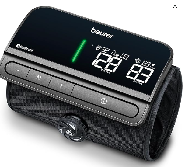 Beurer BM81 easyLock Automatic Upper Arm Blood Pressure Monitor, Fully Electronic Smart Cuff Without Cables, Gentle Striction Plus Fast Measurement, Bluetooth, 240 Memory Sets (NEW, OPEN BOX)