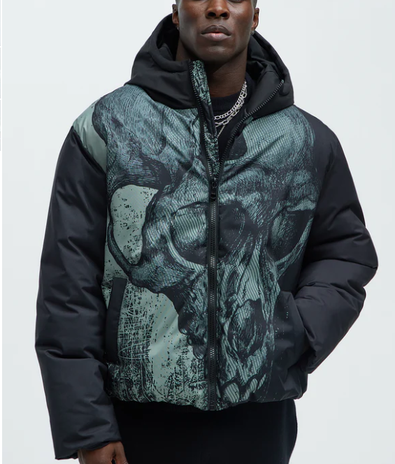 Azrael Hooded Puffer Jacket - Black Large