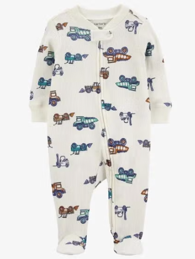 Baby Car 2-Way Zip Thermal Sleep & Play Pajamas -6 Mos