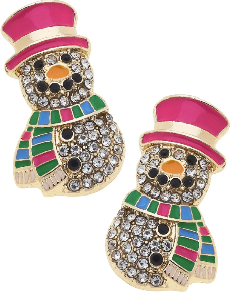 Pavé Snowman Stud Earrings in Multi