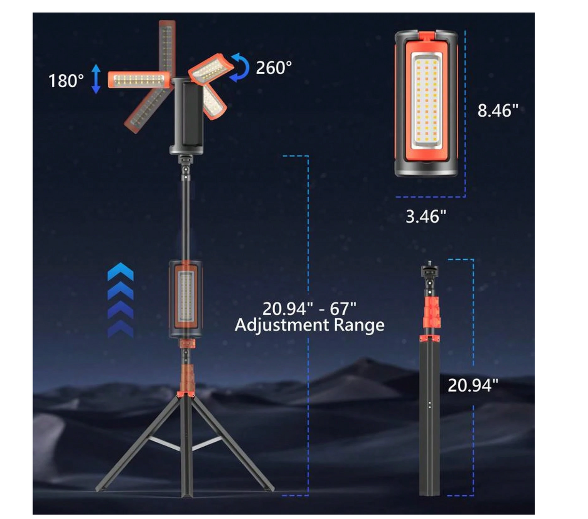 3-LED Camping Light With 10000mAh Power Bank