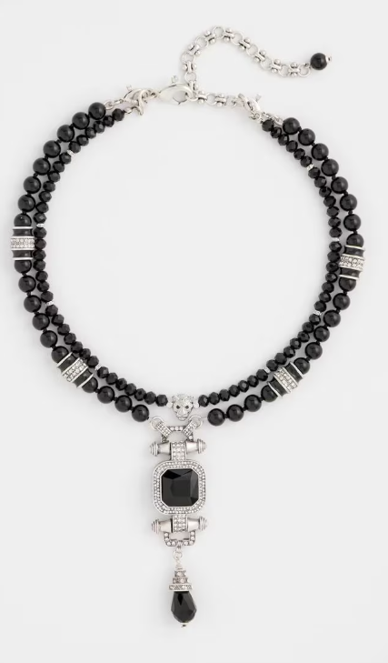 Convertible Black Bead Pendant Necklace