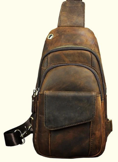 James Leather Cowhide Leather Sling Bag