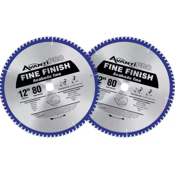 Avanti Pro -12 in. x 80-Tooth Fine Finish Circular Saw Blade (2-Pack)