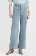 *Petite Palmer Wide Leg Pants in Stretch Velvet, Blue Oasis, Size 4P