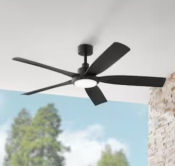 Amaia 56 in. Indoor/Outdoor Coastal Grade DC Motor Matte Black Ceiling Fan with Adjustable White LED and Remote Included