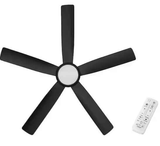 Amaia 56 in. Indoor/Outdoor Coastal Grade DC Motor Matte Black Ceiling Fan with Adjustable White LED and Remote Included