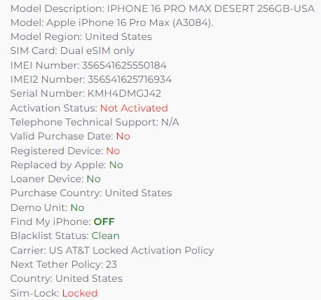 Apple iPhone 16 Pro Max 256GB AT&T